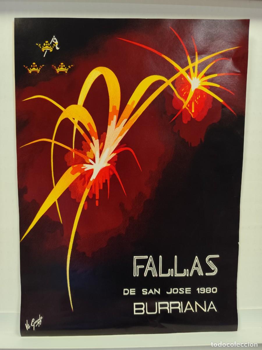Carteles feria: CARTEL FALLAS DE SAN JOSE. BURRIANA, A&Ntilde;O 1980 - VTE. GUEROLA - 32 X 22 CM.