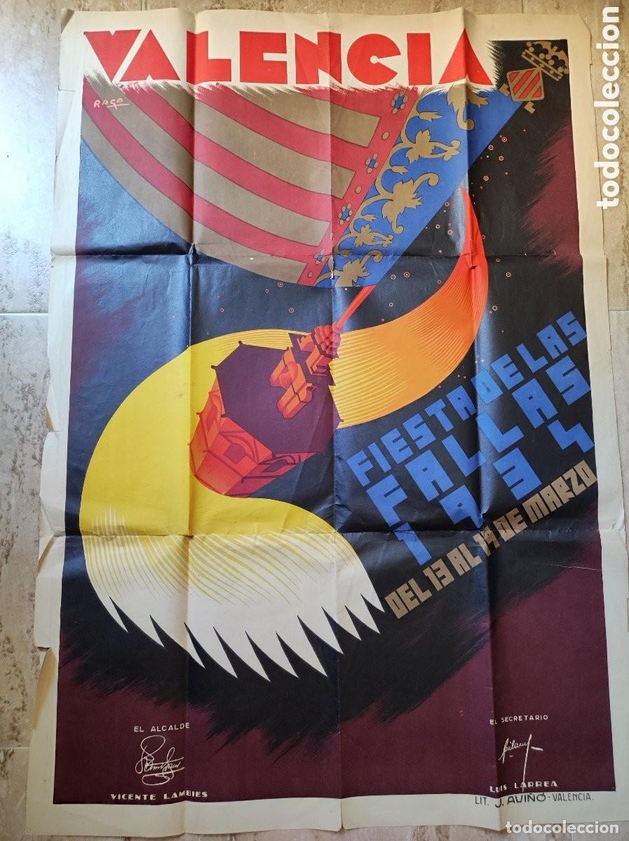 Plakate Volksfeste: Antiguo cartel fallas de Valencia 1934 autor Raga ilustrador - original