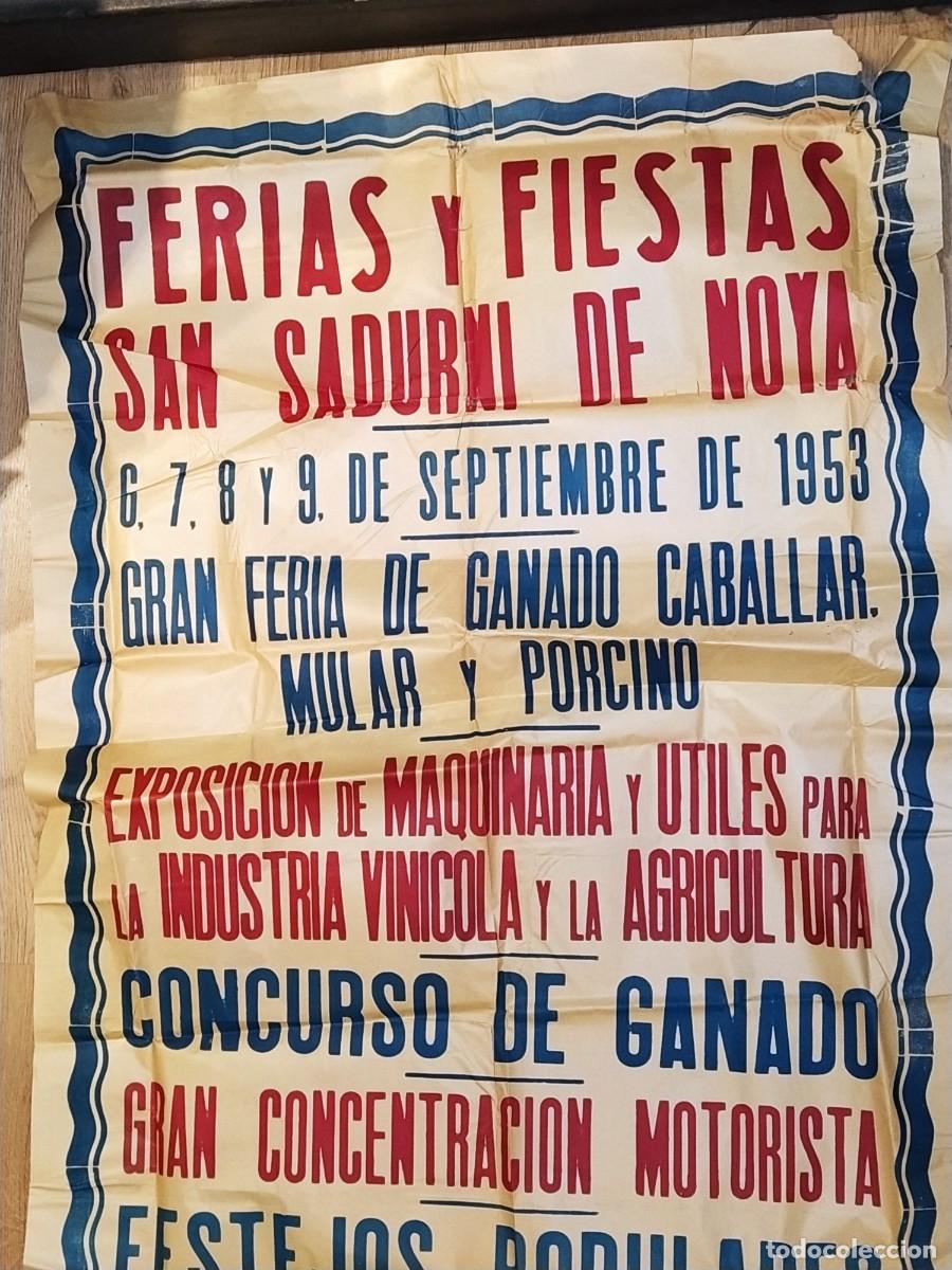 Carteles feria: FERIAS Y FIESTAS DE SAN SADURNI DE NOYA A&Ntilde;O 1953 - CARTEL ANTIGUO - FERIA DE GANADO, MAQUINARIA ETC