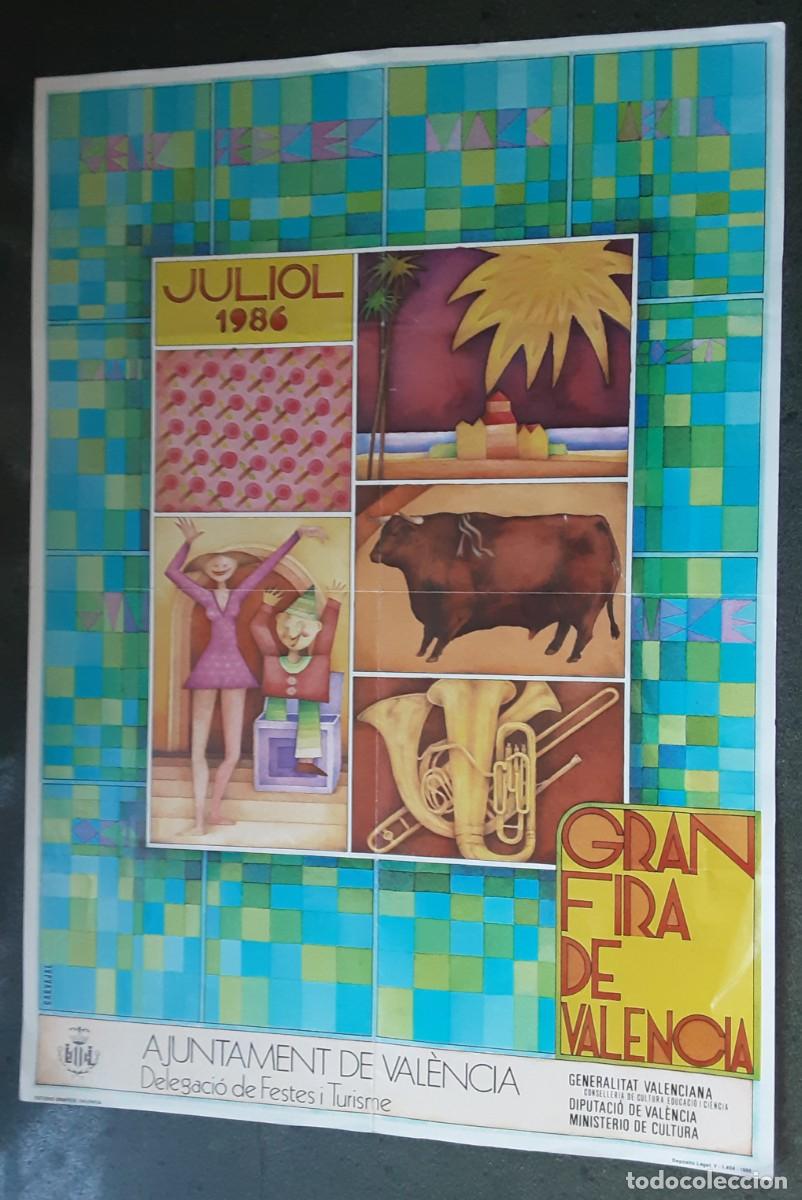Carteles feria: Cartel FIRA JULIOL, VALENCIA 1986 tama&ntilde;o medio