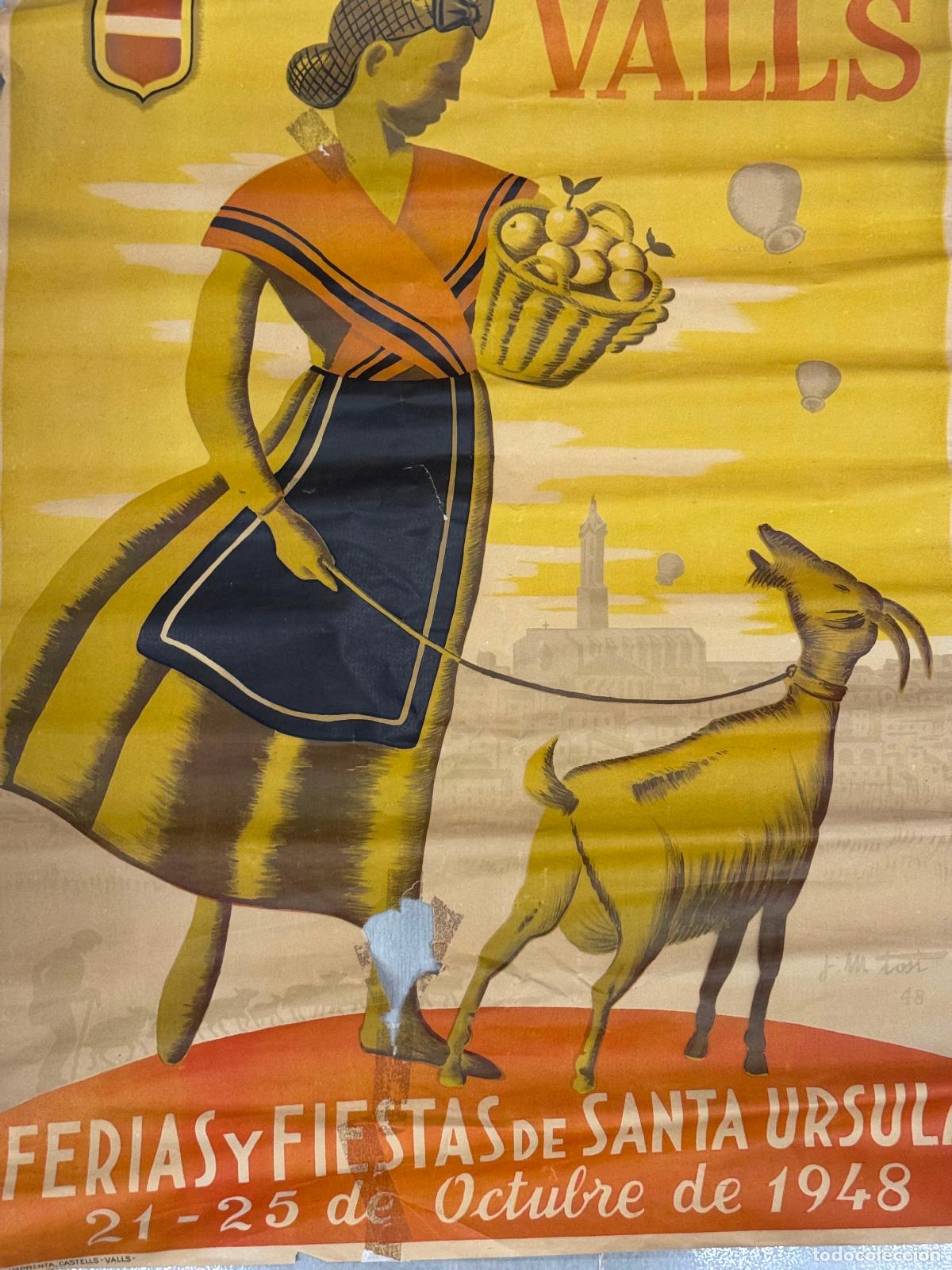 Fair Posters: VALLS - FERIAS Y FIESTAS DE SANTA URSULA A&Ntilde;O 1948 - CARTEL ANTIGUO - ORIGINAL -VER FOTOS