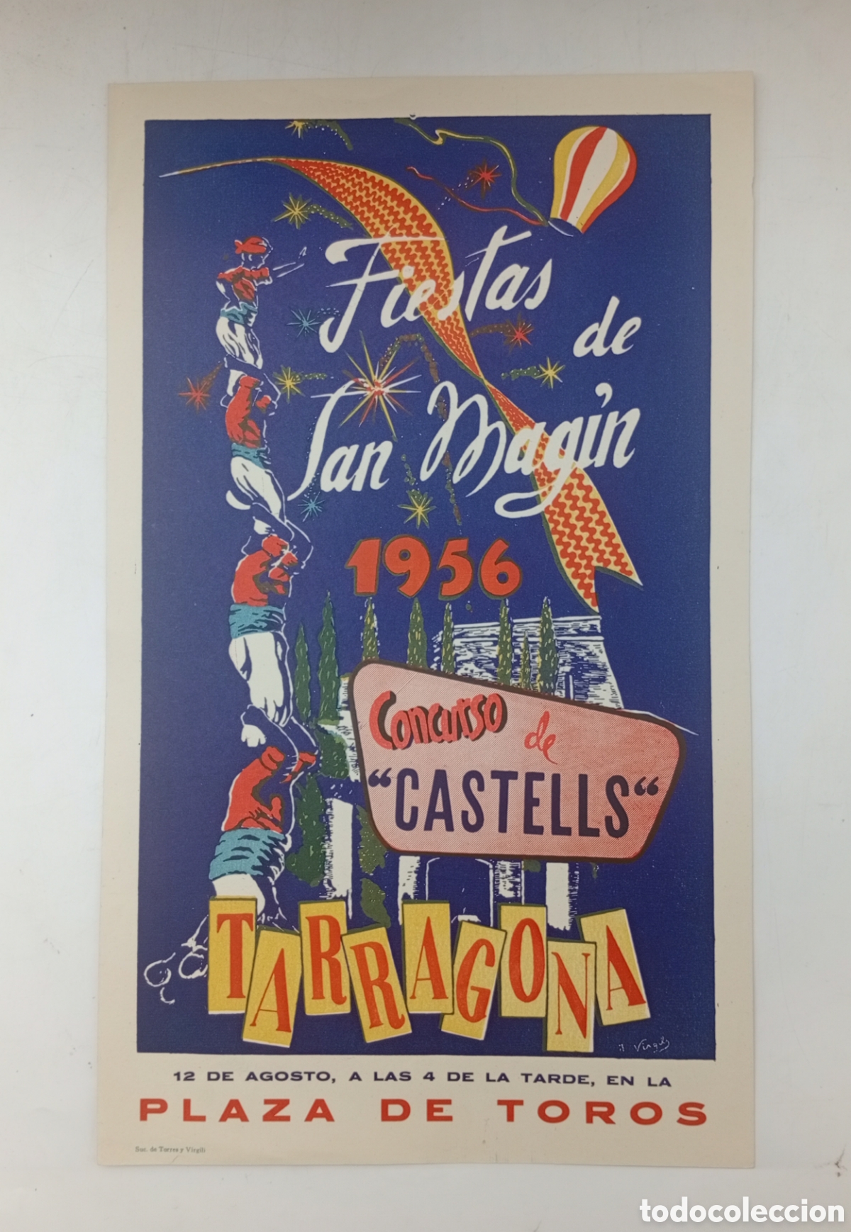 Fair Posters: Cartel Fiestas San Mag&iacute;n Concurso Castells 1956 Tarragona