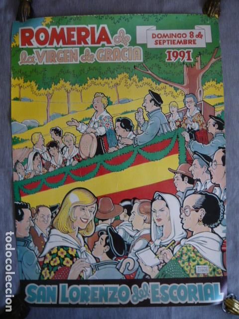 Fair Posters: CARTEL EL ESCORIAL SAN LORENZO FIESTAS ROMERIA VIRGEN DE GRACIA 1991 48 X 68 CM