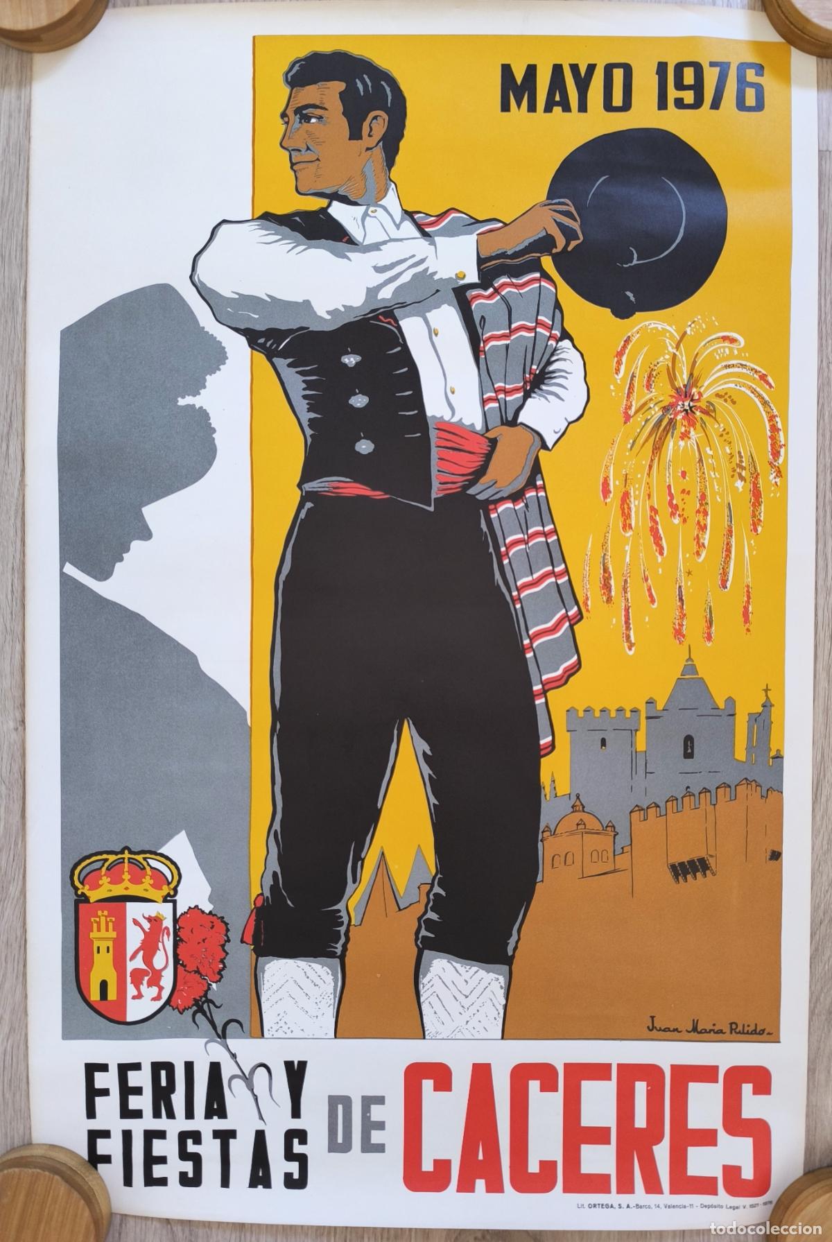 Plakate Volksfeste: RW CARTEL FERIAS Y FIESTAS CACERES 1976 JUAN MARIA RILIDO LITOGRAFIA ORIGINAL CFF159 R
