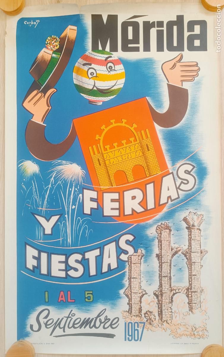 Plakate Volksfeste: CARTEL FERIAS Y FIESTAS MERIDA1967 CARBAJ CFE11