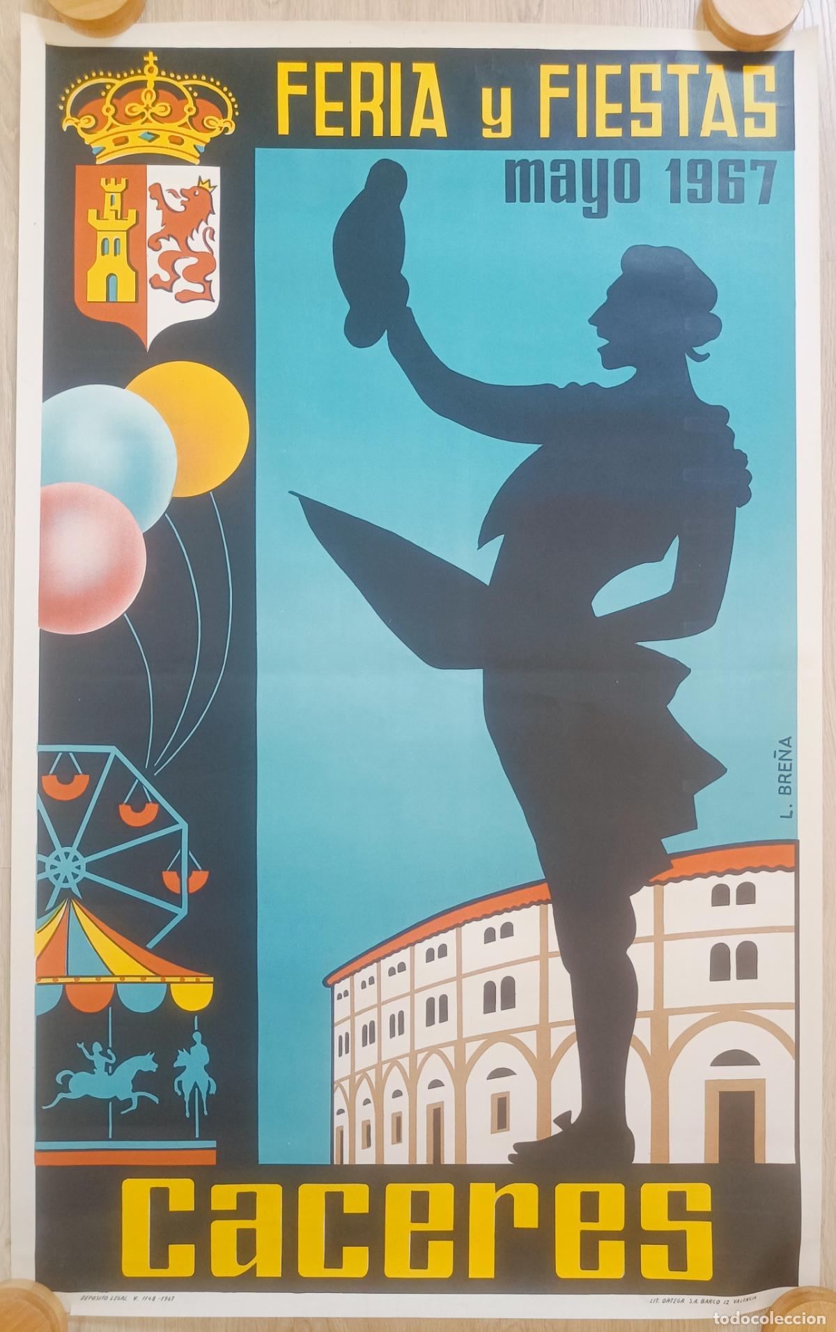 Cartazes Feira: CARTEL FERIAS Y FIESTAS CACERES 1967 L. BRE&Ntilde;A CFE12