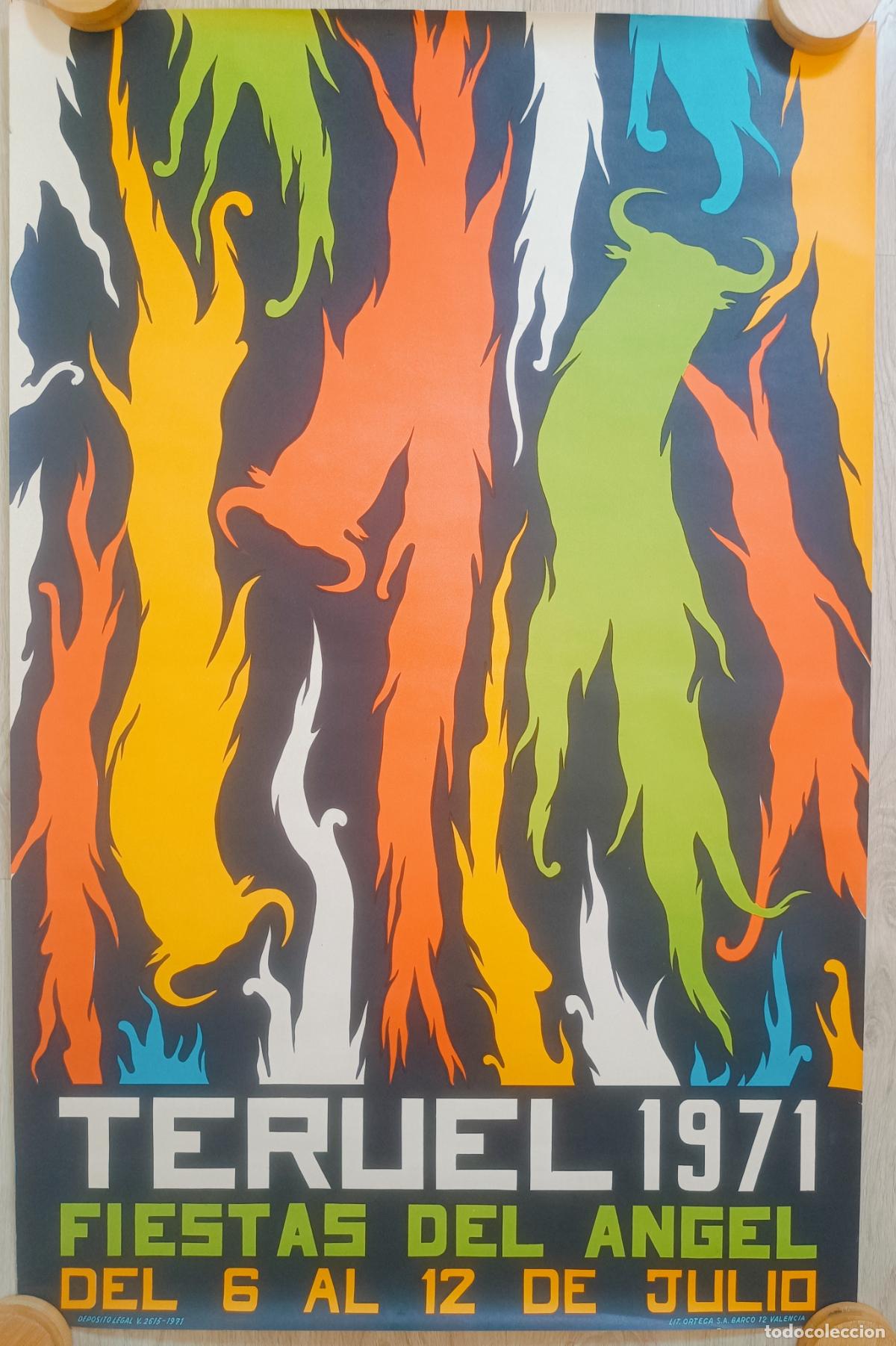 Carteles feria: CARTEL FERIAS Y FIESTAS TERUEL 1971 FIESTAS DEL ANGEL LITOGRAFIA CFE15