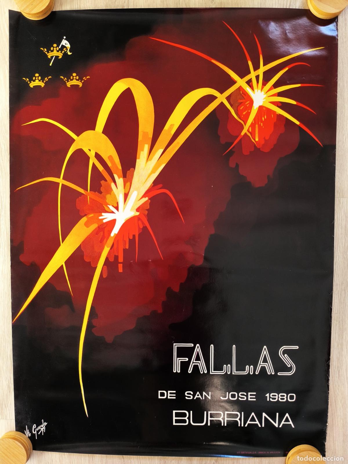Carteles feria: RW CARTEL BURRIANA 1980 FALLAS CASTELLON LITOGRAFIA VICENTE GUEROLA ORIGINAL CFF165 R