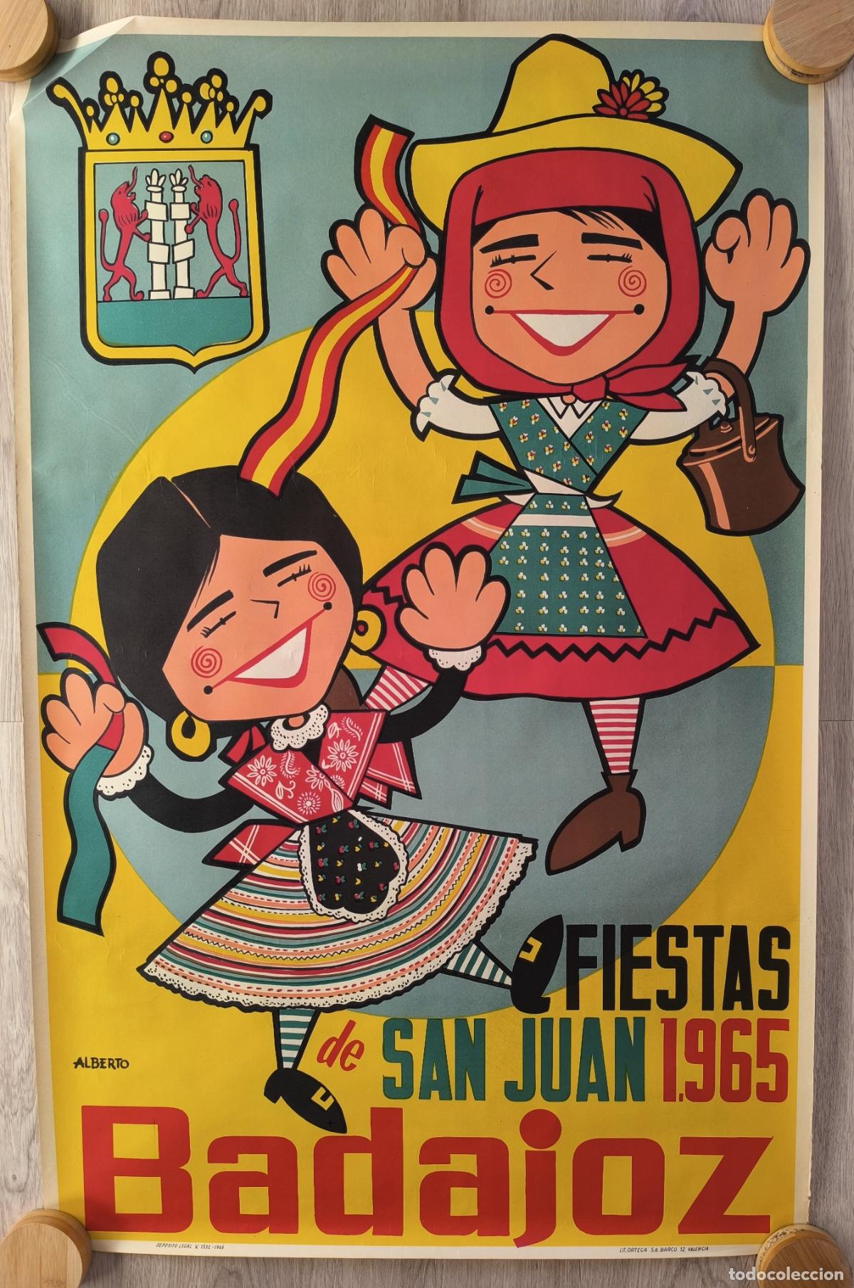 Carteles feria: RW CARTEL FERIAS Y FIESTAS DE BADAJOZ 1965 LITOGRAFIA ALBERTO ORIGINAL CFF170 R