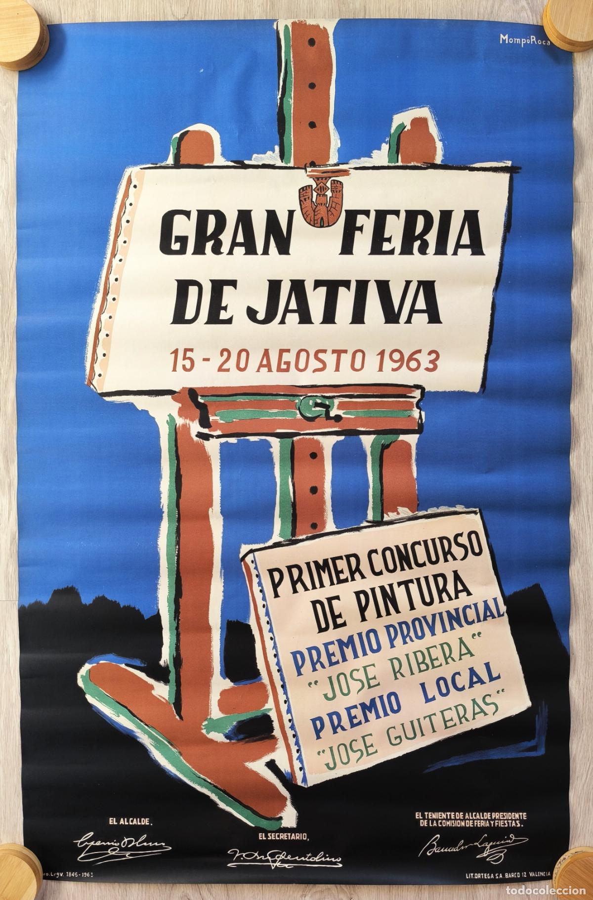 Carteles feria: RW CARTEL FERIAS Y FIESTAS JATIVA XATIVA VALENCIA 1963 MOMPO ROCA ORIGINAL CFF173 R