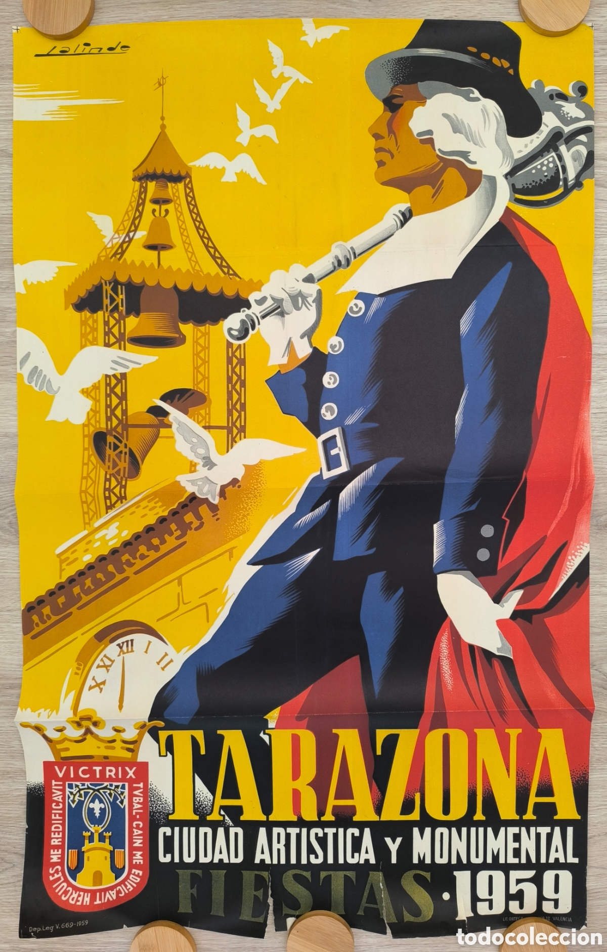 Carteles feria: RW CARTEL FERIAS Y FIESTAS TARAZONA 1959 LITOGRAFIA PERPI&Ntilde;AN ORIGINAL CFF176