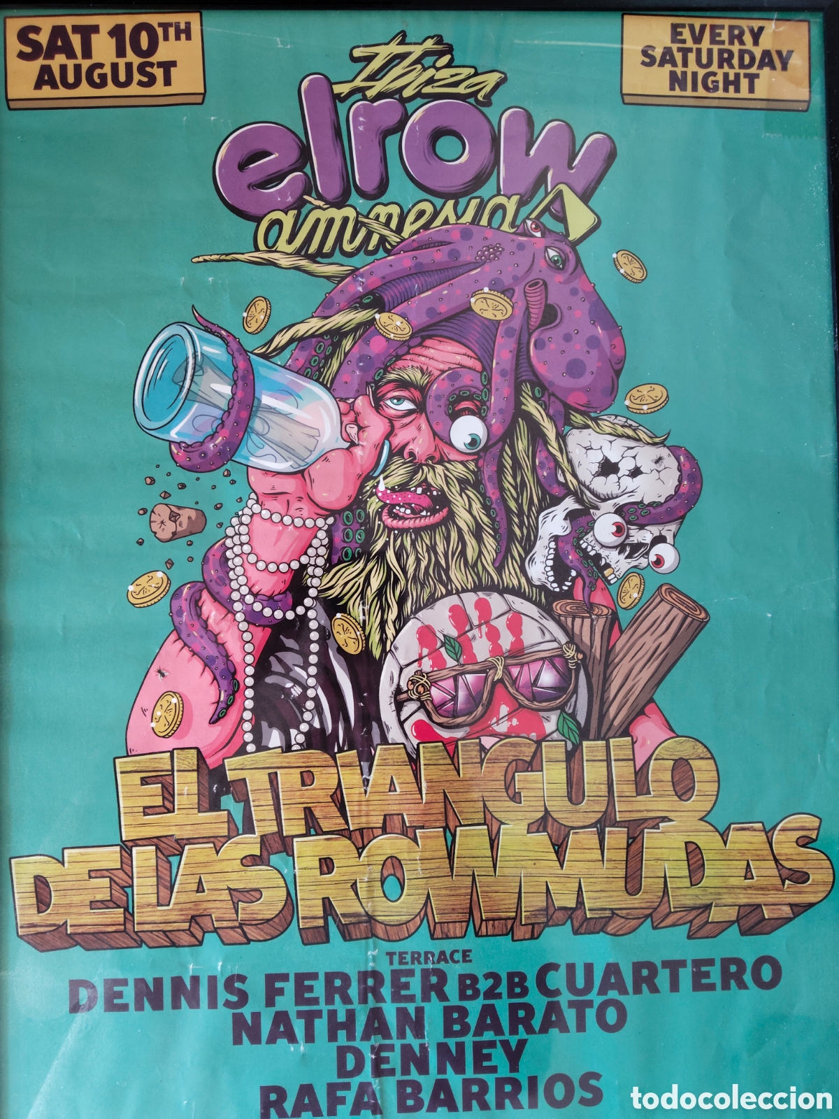 Carteles feria: CARTEL FIESTA IBIZA 2019 ELROW AMNESIA - TRIANGULO DE LAS ROWMUDAS - DENNIS FERRER, CUARTERO, NATHAN
