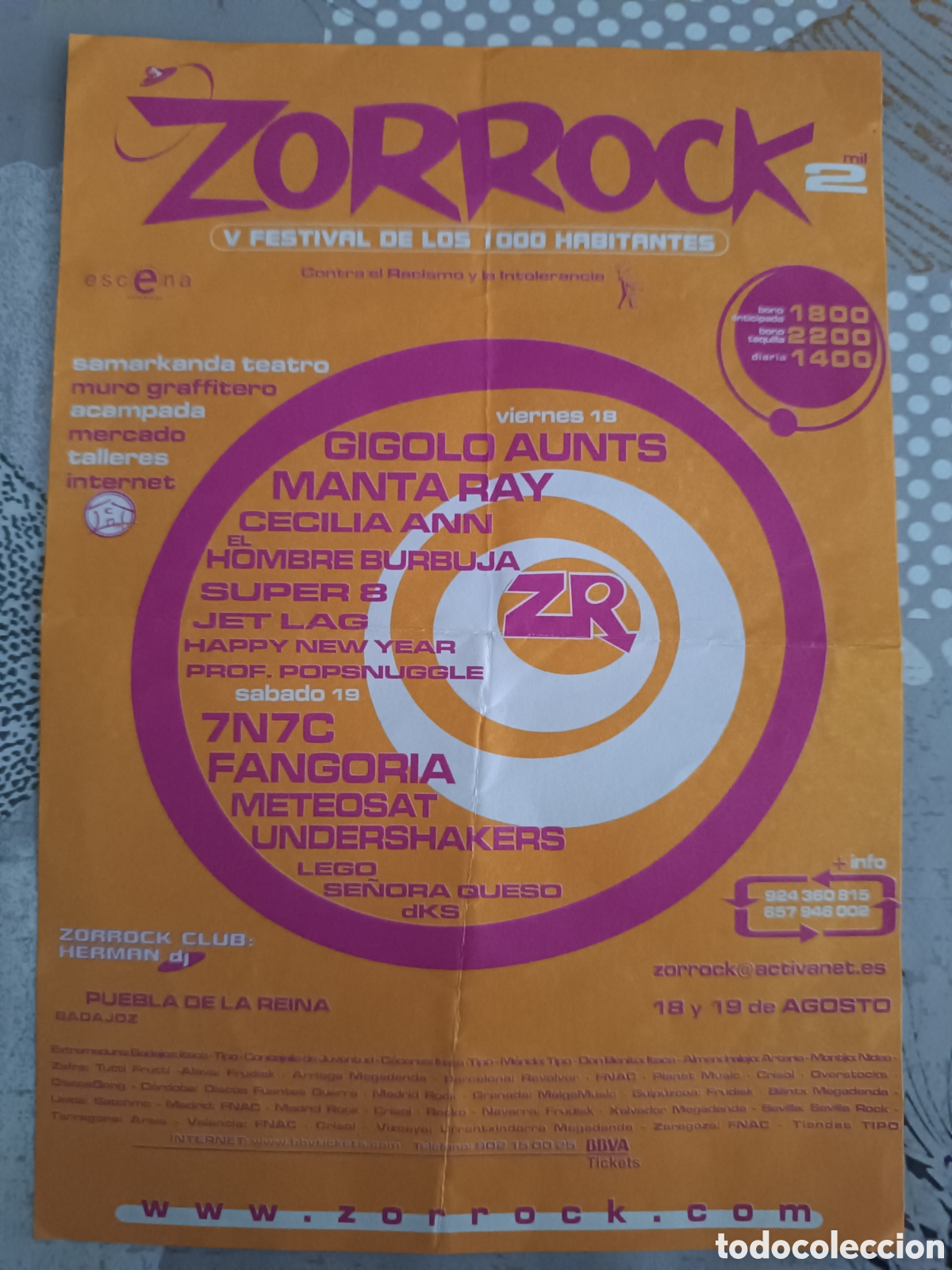 Carteles feria: CARTEL ZORROCK FESTIVAL MUSICA (MANTA RAY , GIGOLO AUNTS , FANGORIA...) ***PEDIDO MINIMO 10&euro;***