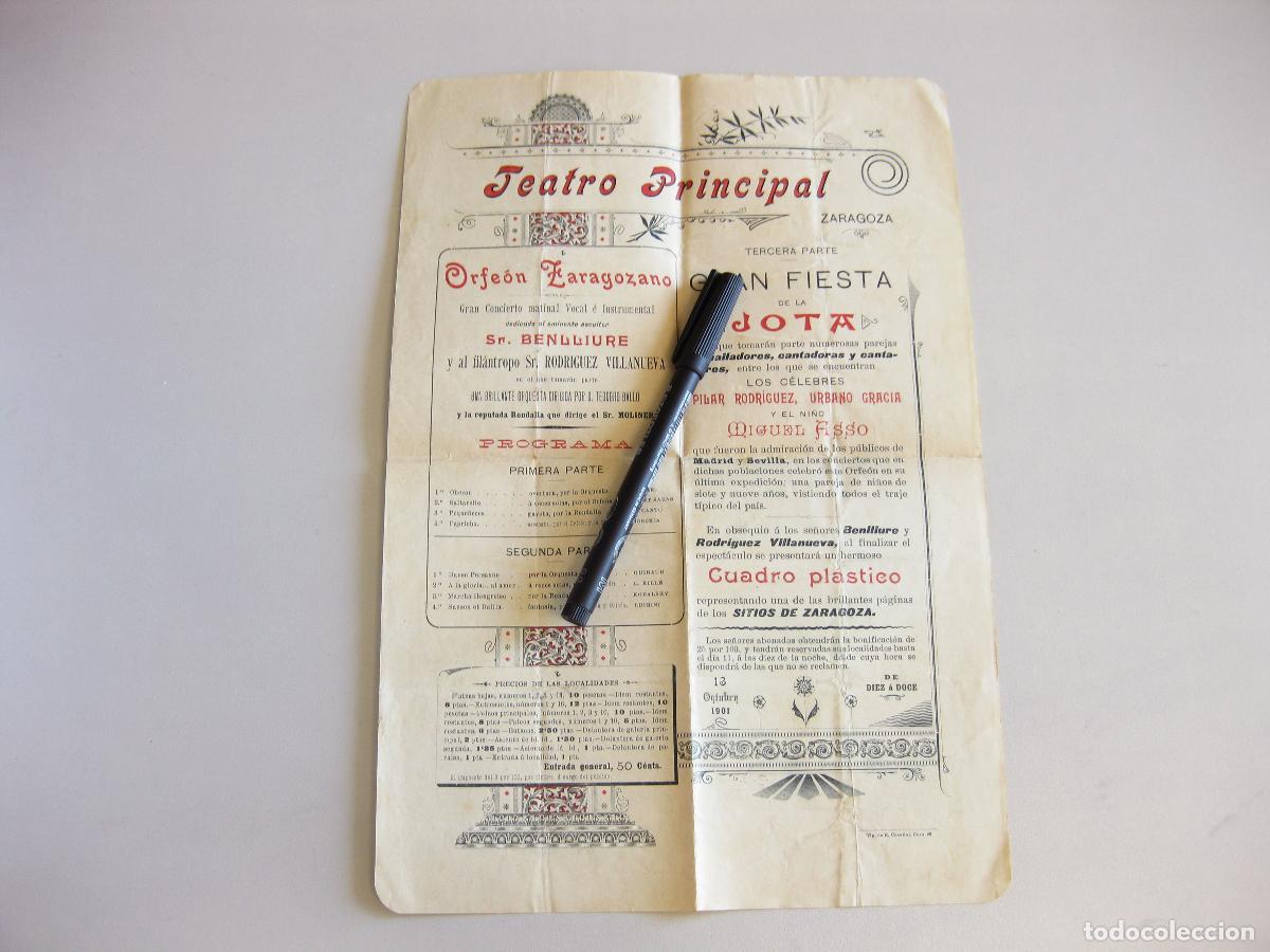 Carteles feria: CARTEL DEL TEATRO PRINCIPAL DE ZARAGOZA. 13 DE OCTUBRE DE 1901. FERIAS Y FIESTAS