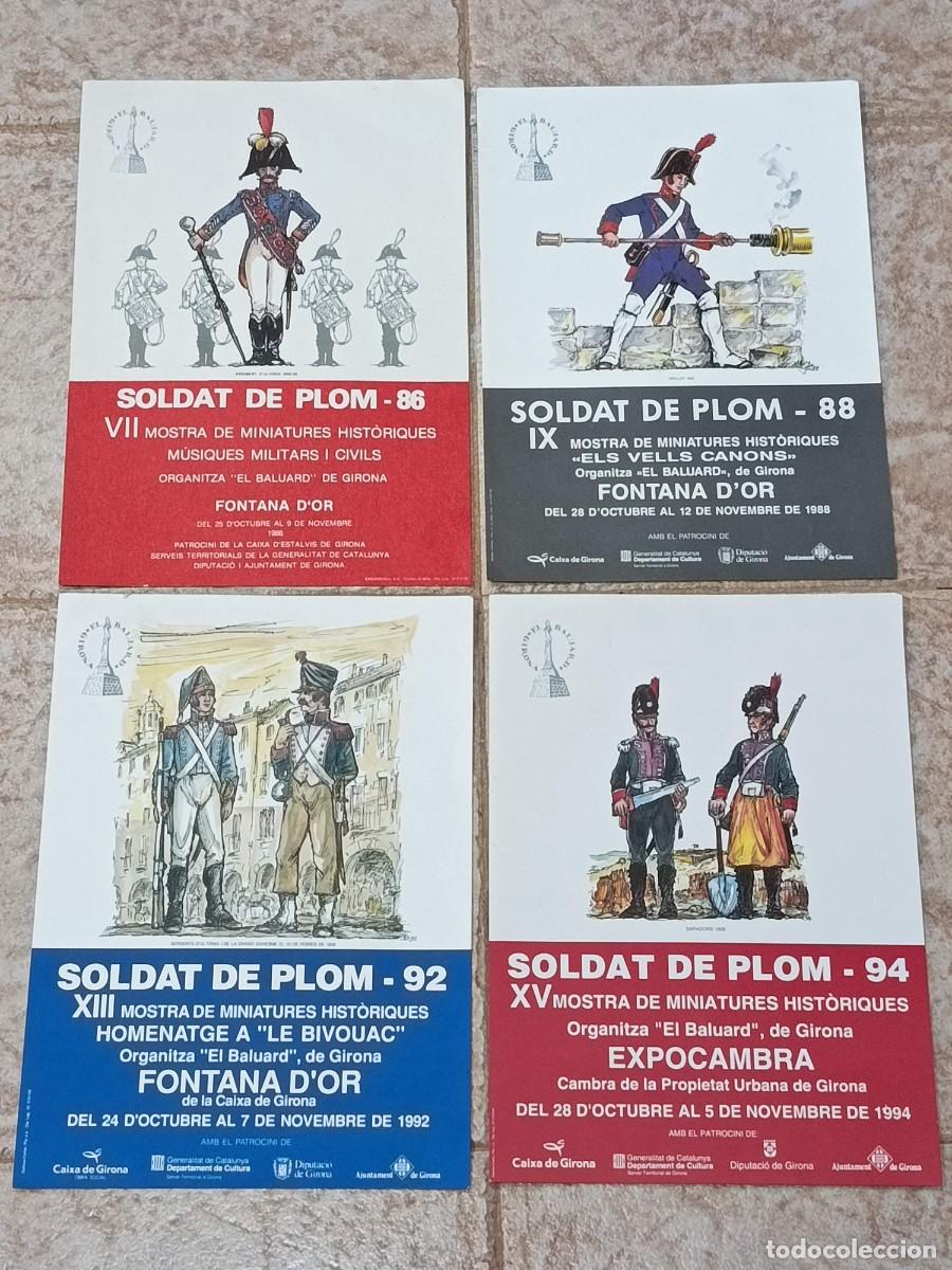 Carteles feria: LOTE 4 ANTIGUOS CARTELES, SOLDAT DE PLOM 1993 1994, GIRONA, MOSTRA MINIATURES HISTORIQUES