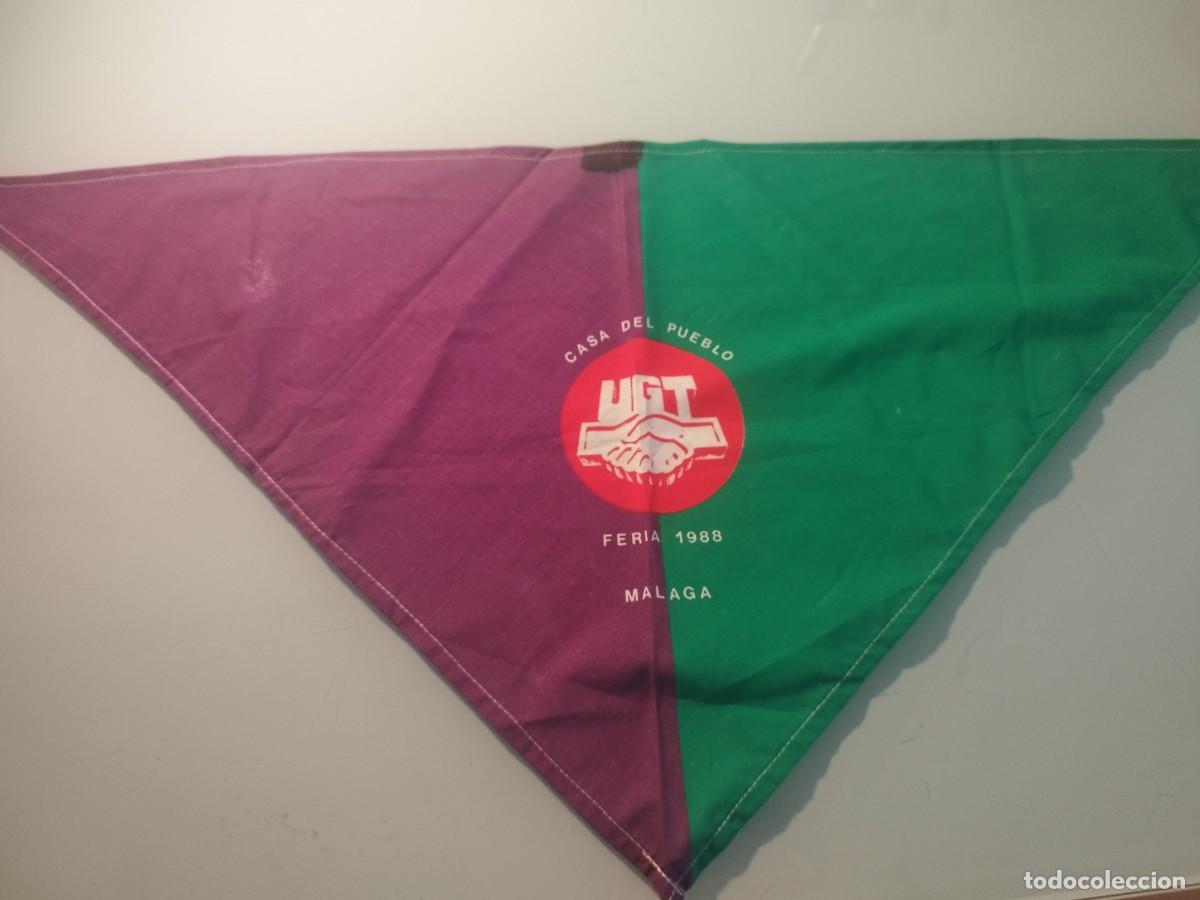 Carteles feria: Antiguo pa&ntilde;uelo conmemorativo de la Feria de M&aacute;laga de 1988, emitido por la UGT.