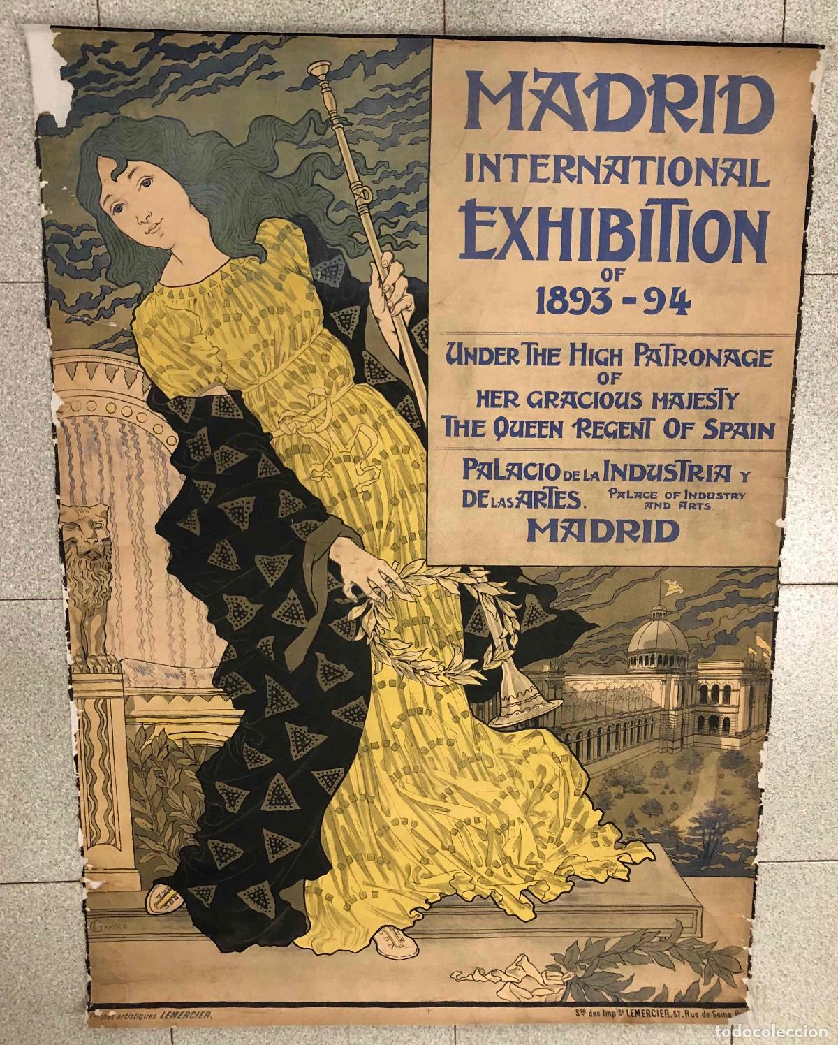 Carteles feria: CARTEL MADRID INTERNATIONAL EXHIBITION OF 1893-94. PALACIO DE LA INDUSTRIA Y DE LAS ARTES