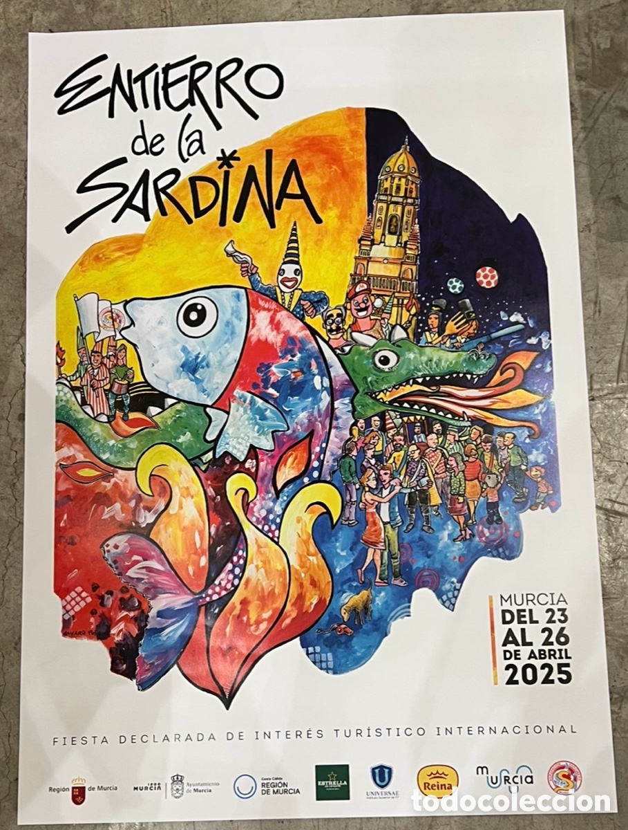 Carteles feria: Cartel. Entierro de la Sardina. Murcia. &Aacute;lvaro Pe&ntilde;a. 2025.