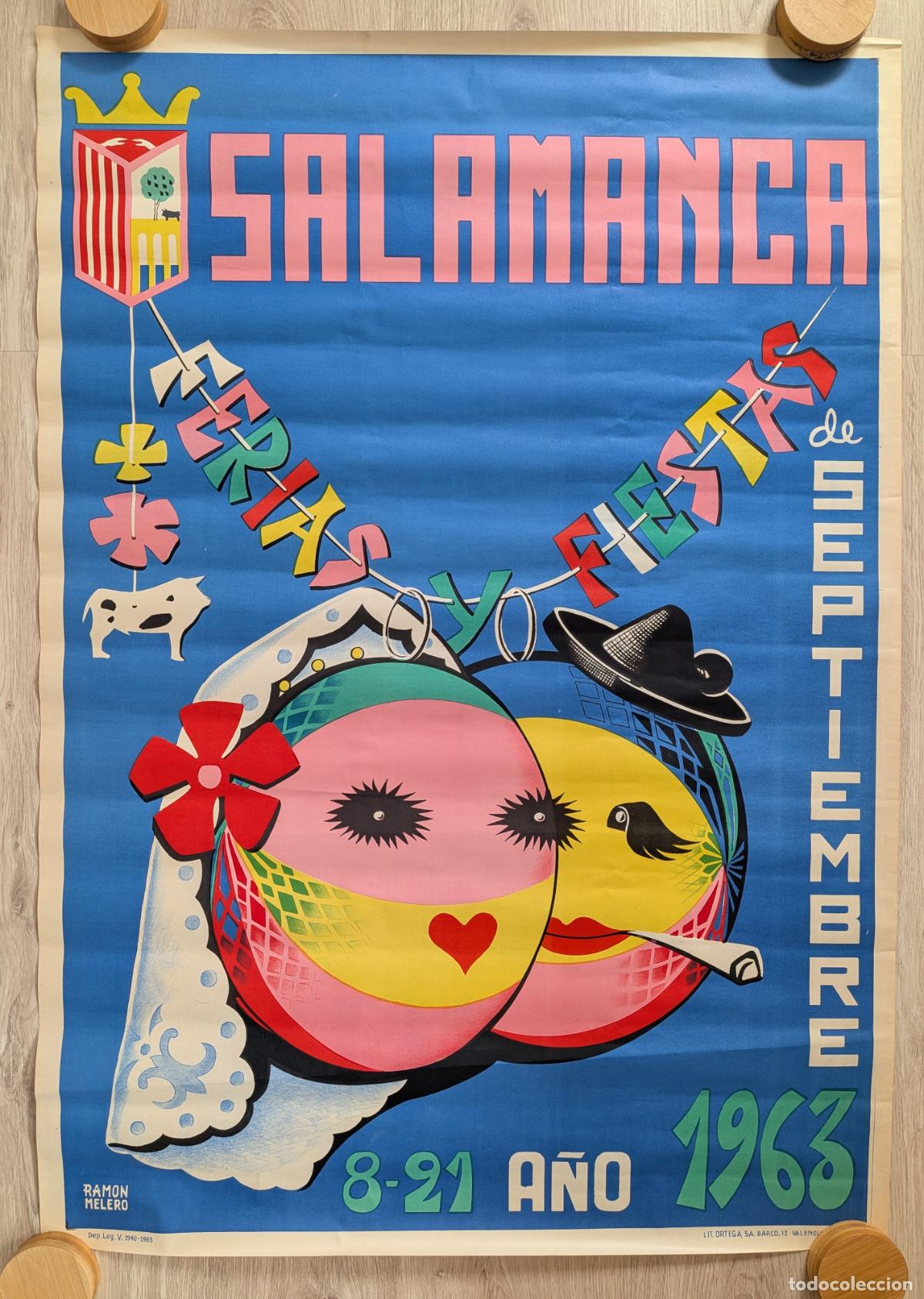 Carteles feria: RW CARTEL FERIAS Y FIESTAS SALAMANCA 1963 SEPTIEMBRE RAMON MELERO LITOGRAFIA CFF178 R