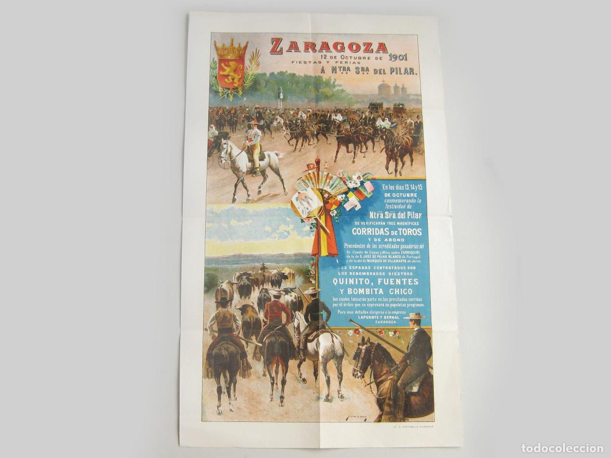 Carteles feria: ANTIGUO CARTEL DE LAS FIESTAS DE NUESTRA SE&Ntilde;ORA DEL PILAR DE ZARAGOZA. MARCELINO DE UNCETA. 1901