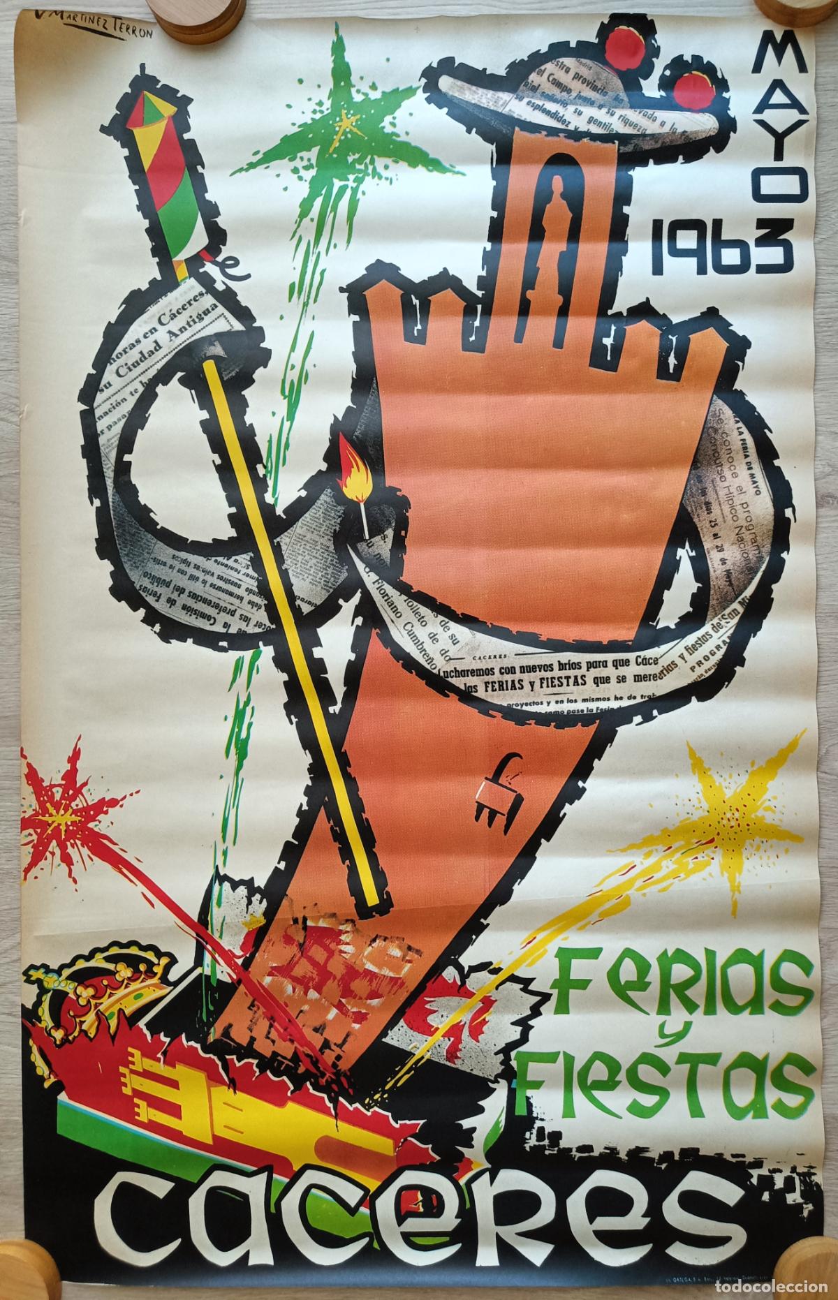 Affiches Foire: CARTEL FERIAS Y FIESTAS CACERES 1963 V. MARTINEZ TERRON CFE32