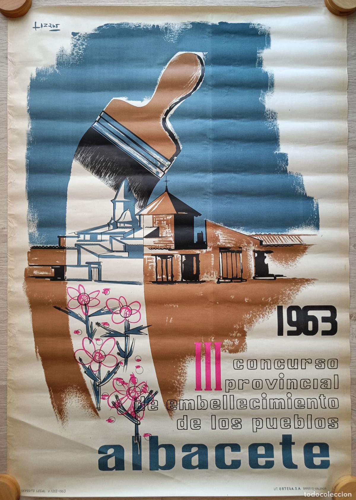 Cartazes Feira: CARTEL III CONCURSO PROVINCIAL DE EMBELLECIMIENTO DE LOS PUEBLOS ALBACETE 1963 CFE38