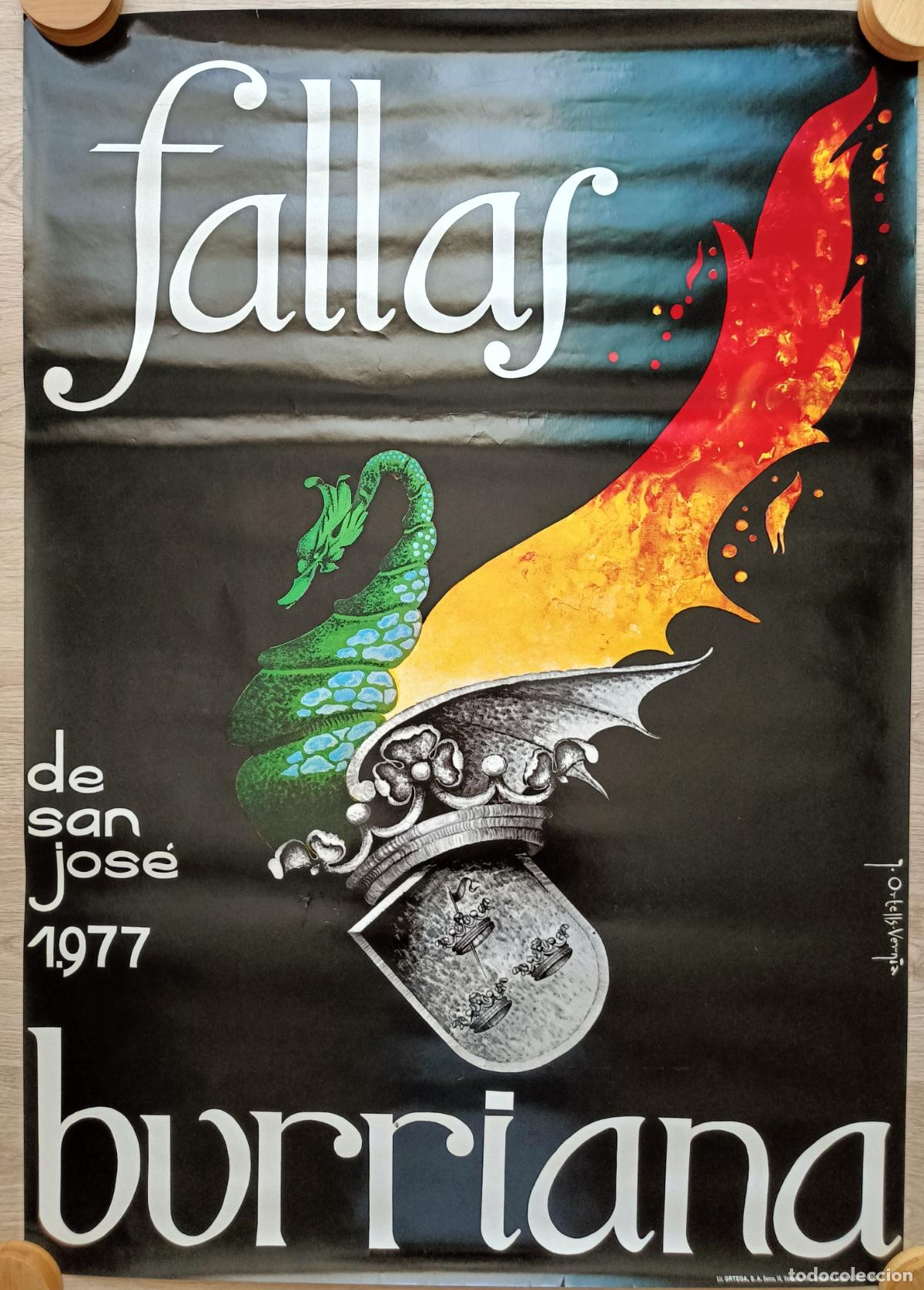 Carteles feria: CARTEL FIESTAS FALLAS SAN JOSE BURRIANA 1977 CASTELLON J. ORTELLS VERNIA PFA12