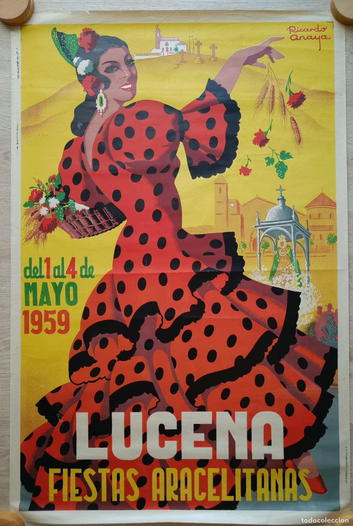 Carteles feria: CARTEL FIESTAS ARACELITANAS LUCENA 1959 RICARDO ANAYA CFE41