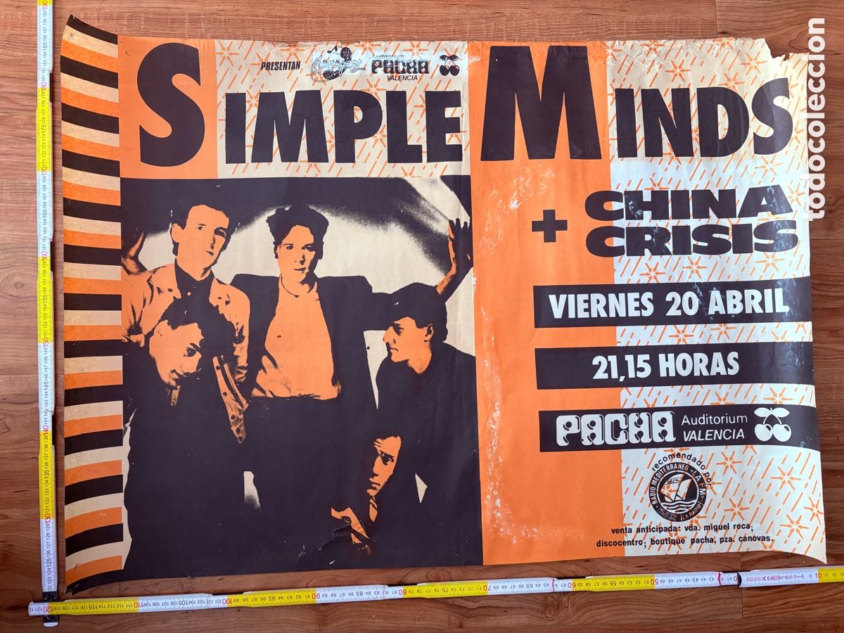 Carteles feria: poster cartel original concierto simple minds china crisis pacha auditorium valencia 20 abril 1984
