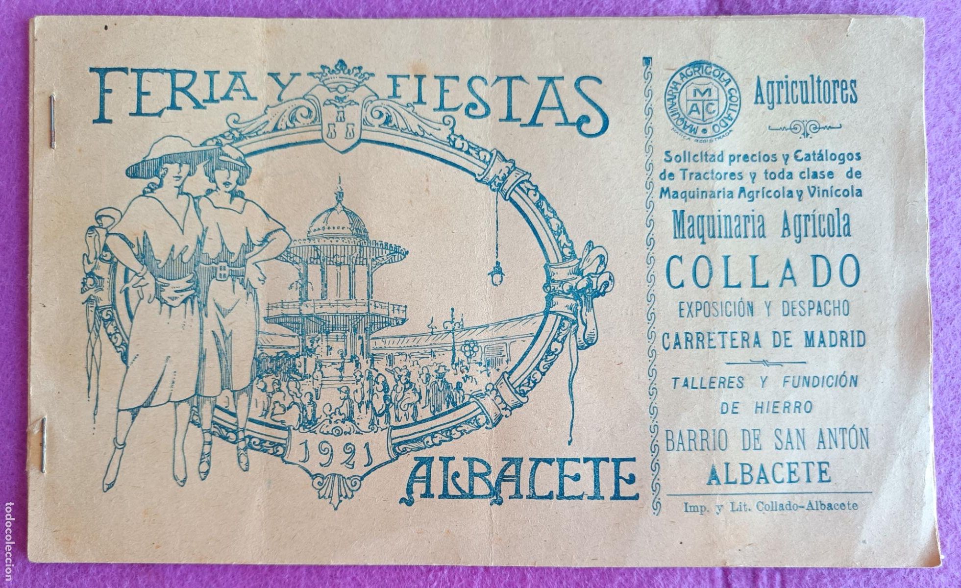 Carteles feria: LIBRO LIBRITO PROGRAMA OFICIAL ALBACETE 1921 FERIA Y FIESTAS LV90