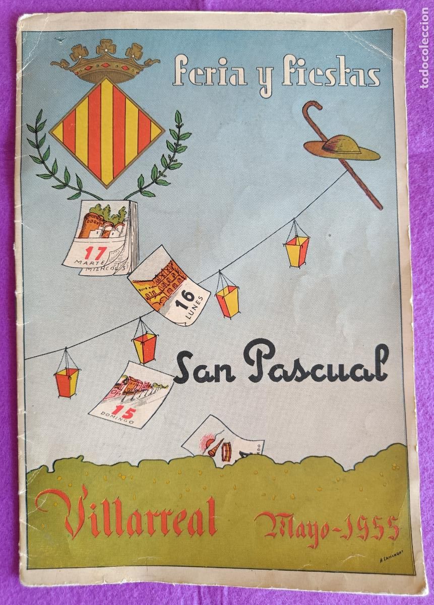 Carteles feria: LIBRO LIBRITO PROGRAMA OFICIAL VILLARREAL 1955 CASTELLON SAN PASCUAL FERIA Y FIESTAS LV93
