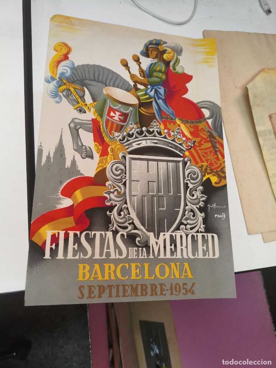 Carteles feria: FIESTAS DE LA MERCED. Barcelona 1954. Cartel original litogr&aacute;fico 36 x 24 ctms