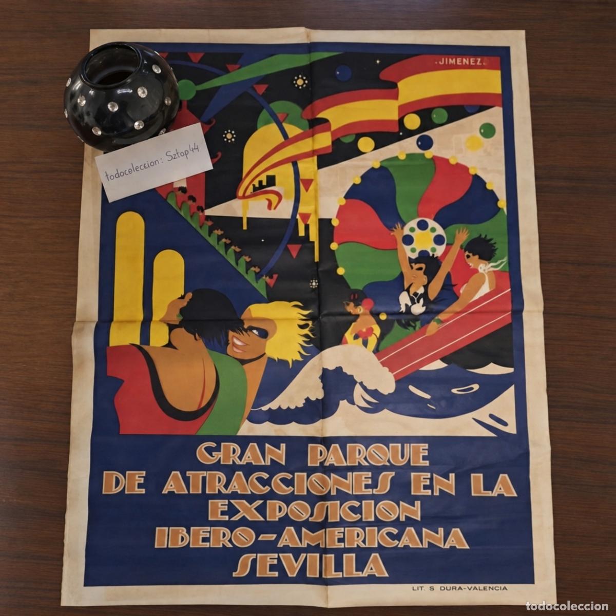 Carteles feria: Cartel Original Sevilla 1929 - Gran Parque de Atracciones Exposici&oacute;n Iberoamericana - Jim&eacute;nez