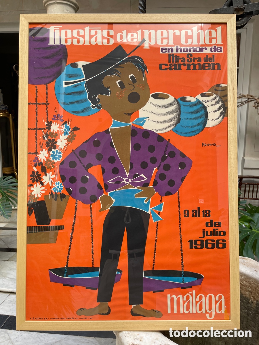 Carteles feria: Cartel Fiestas Perchel M&aacute;laga 1966