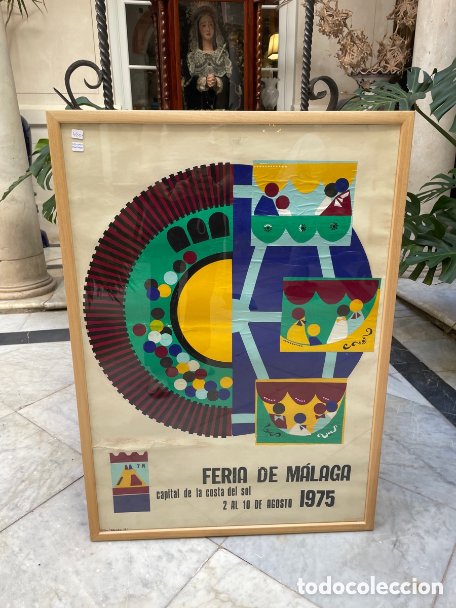 Carteles feria: Cartel collage pintado Feria de M&aacute;laga 1975