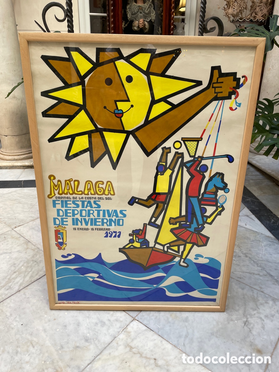 Carteles feria: Cartel pintado fiestas deportivas invierno 1971