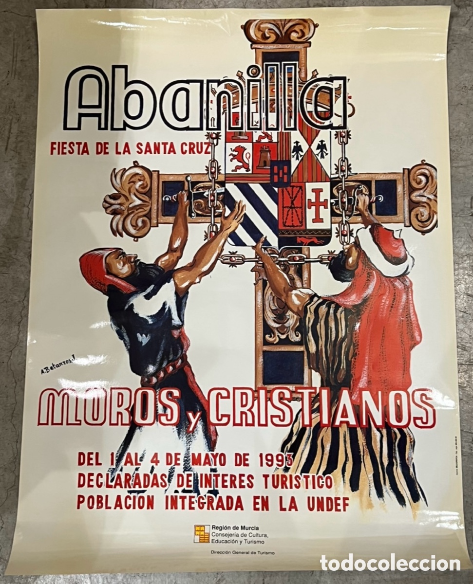 Carteles feria: Cartel. Moros y Cristianos. Fiestas de la Santa Cruz. Abanilla. Murcia. A. Betanzos. 1993.