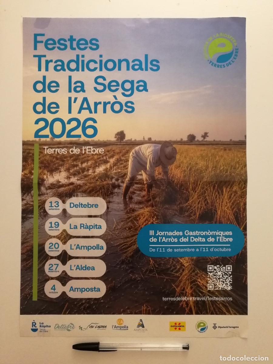 Carteles feria: CARTEL ORIGINAL -A3- Festa de la Sega de l'Arr&ograve;s - AMPOSTA -Siega del Arroz-COSECHA-Terres de l'Ebre
