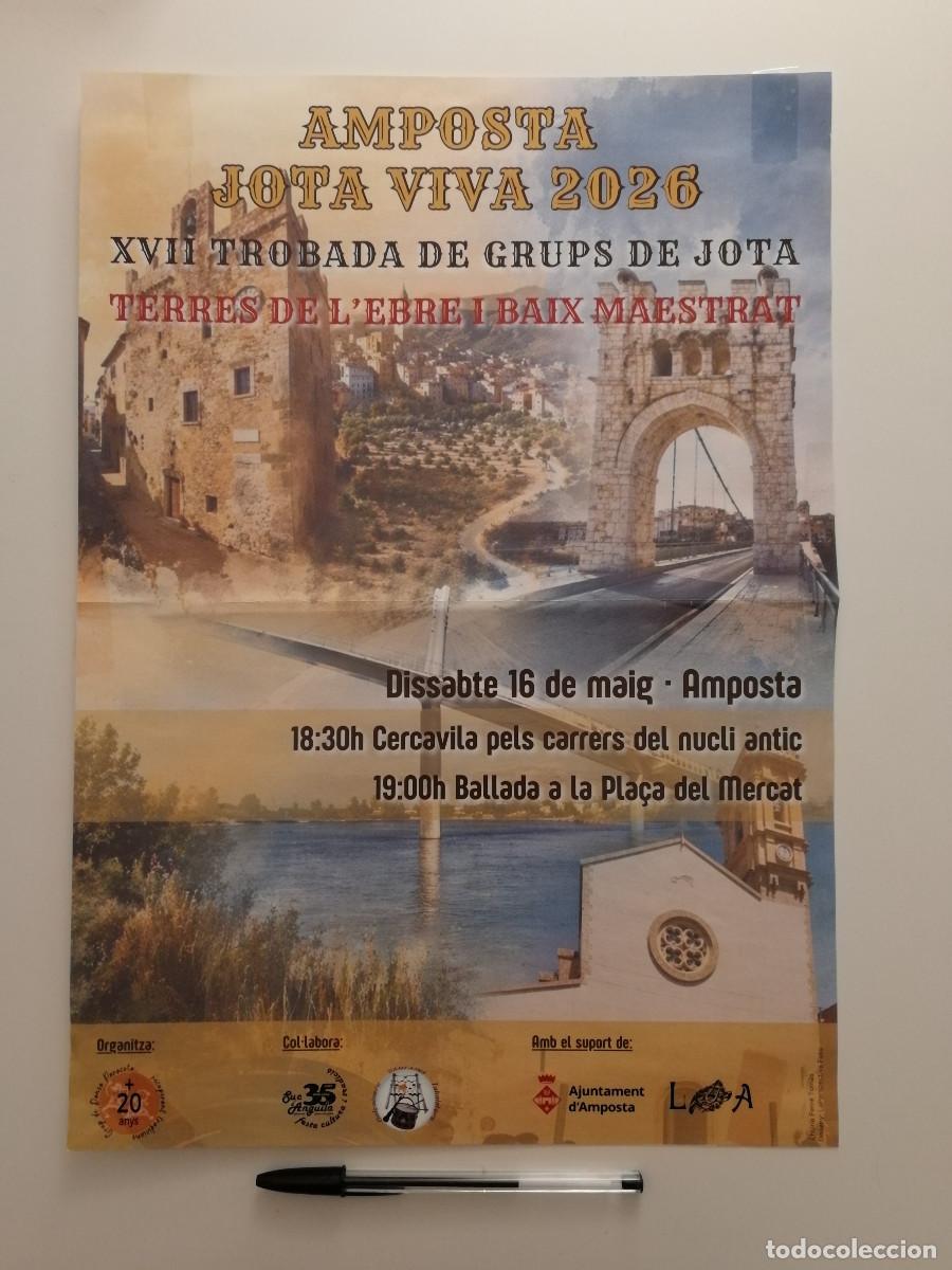 Carteles feria: CARTEL ORIGINAL -A3- JOTA VIVA ENCUENTRO GRUPOS DE - AMPOSTA - TIERRA DEL EBRO