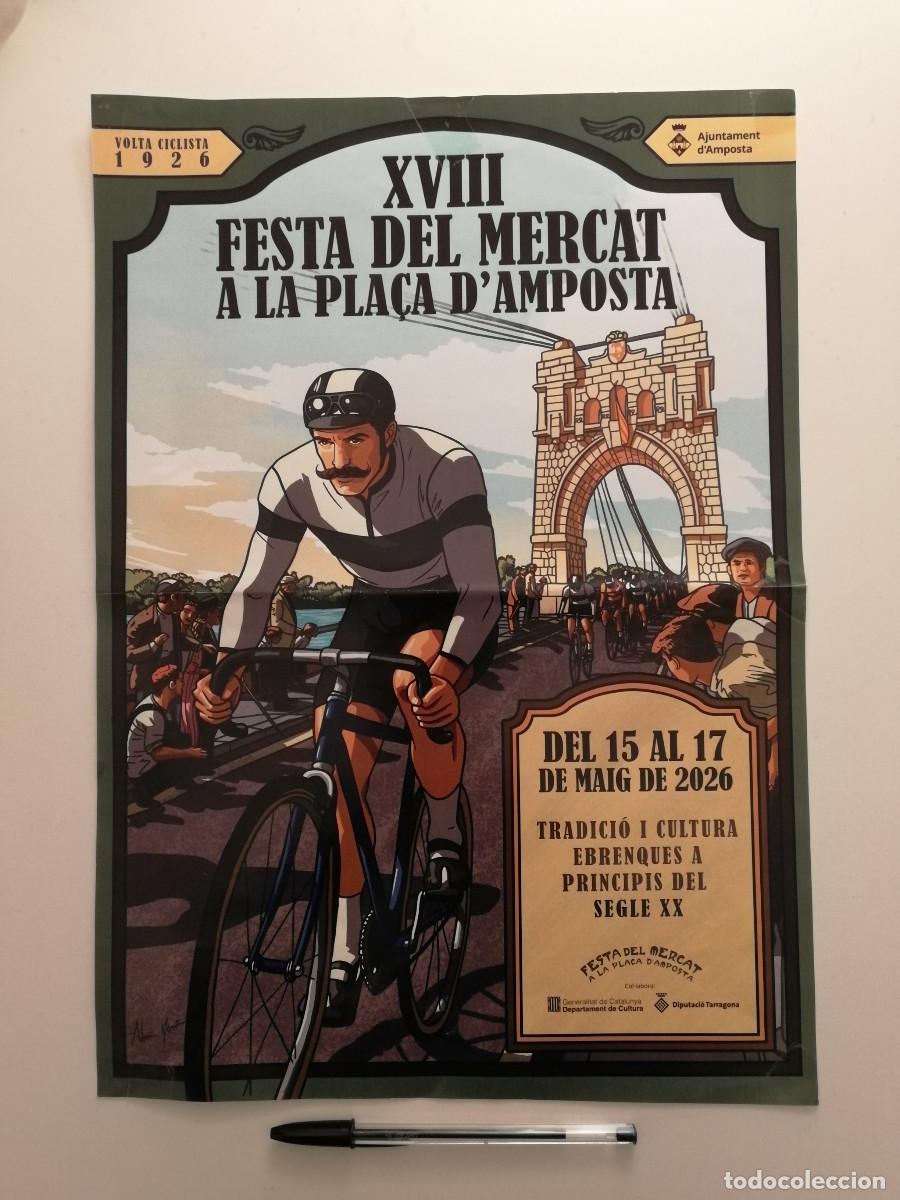 Carteles feria: CARTEL ORIGINAL -A3- FERIA FESTA DEL MERCADO - AMPOSTA - CICLISMO