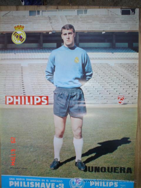 Collezionismo sportivo: JUNQUERA JUGADOR DEL R.MADRID A&Ntilde;OS 70 .PUBLICIDAD PHILIPS .CMS 41,5 X 30,5 APROX.