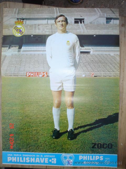 Collectionnisme sportif: ZOCO JUGADOR DEL R.MADRID A&Ntilde;OS 70 .PUBLICIDAD PHILIPS .CMS 41,5 X 30,5 APROX.