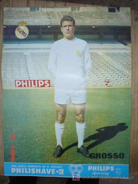 Collectionnisme sportif: GROSSO JUGADOR DEL R.MADRID A&Ntilde;OS 70 .PUBLICIDAD PHILIPS .CMS 41,5 X 30,5 APROX.