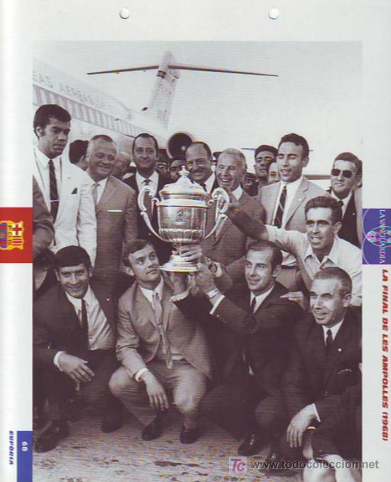 Coleccionismo deportivo: BAR&Ccedil;A : l&aacute;mina de LOS CAMPEONES DE COPA DE 1968 - Foto 1