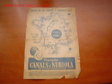 Coleccionismo deportivo: Mapa de la Vuelta A Francia 1957 - Foto 1