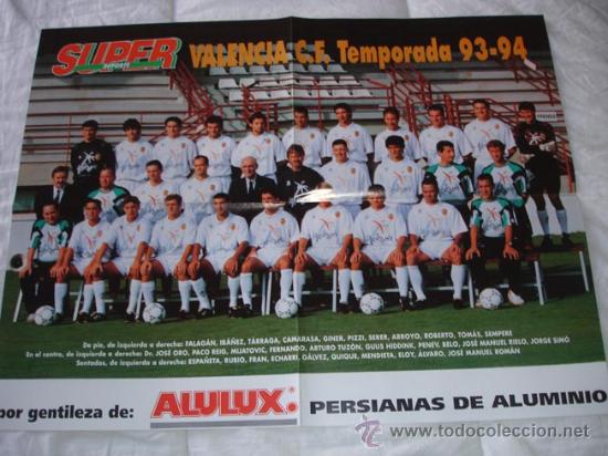 Coleccionismo deportivo: POSTER VALENCIA 93 - 94 - Foto 1