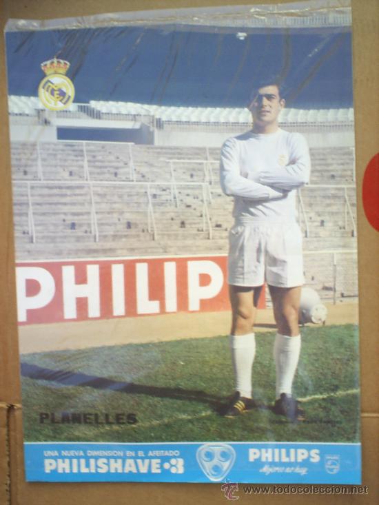 Collectionnisme sportif: CARTEL FUTBOL ,PLANELLES ,REAL MADRID ,POSTER-FICHA A&Ntilde;OS 70