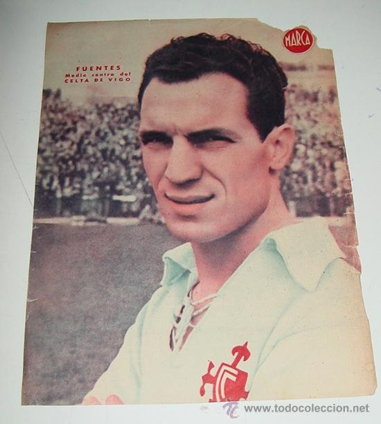 Collectionnisme sportif: CARTEL DE JUGADOR DE FUTBOL - FUENTES, MEDIO CENTRO DEL CELTA DE VIGO - MARCA - MIDE 32 X 24 CMS.