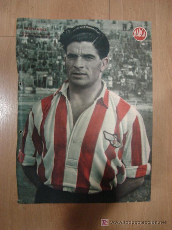 Sports collectibles: CARTEL DE FUTBOL MARCA. FUTBOLISTA HERNANDEZ EXTREMO DERECHA DEL ATLETICO AVIACION
