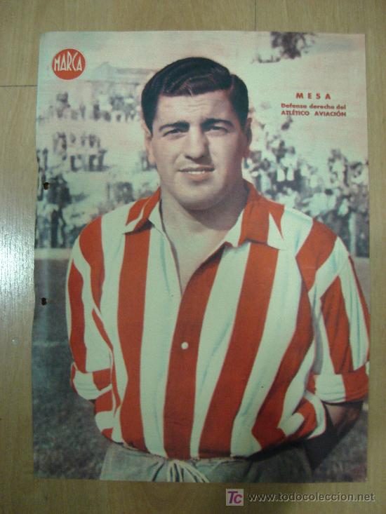 Sports collectibles: CARTEL DE FUTBOL MARCA. FUTBOLISTA MESA DEFENSA DERECHA DEL ATLETICO AVIACION